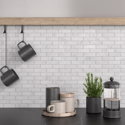 Carrara White Honed Brick Marble Mosaic Ionic same name