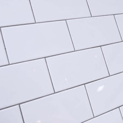 Flat Gloss White Brick tile 10x20cm Brooke FW1020G