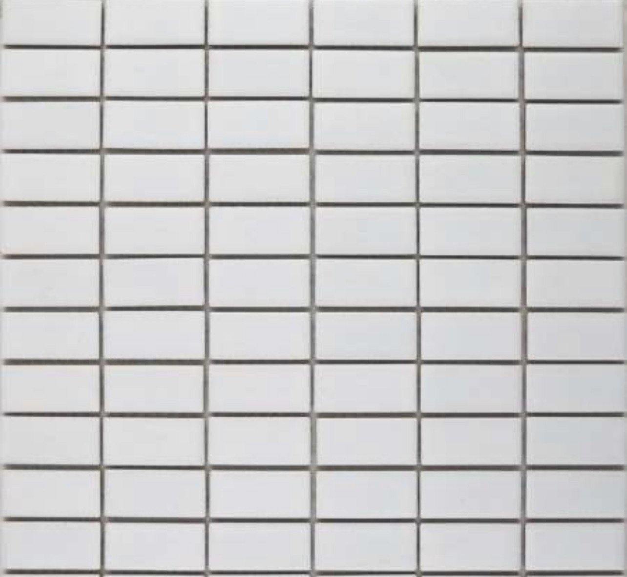 White Pixels Brick Mosaic Tile (30 x 30cm) Wf 14881