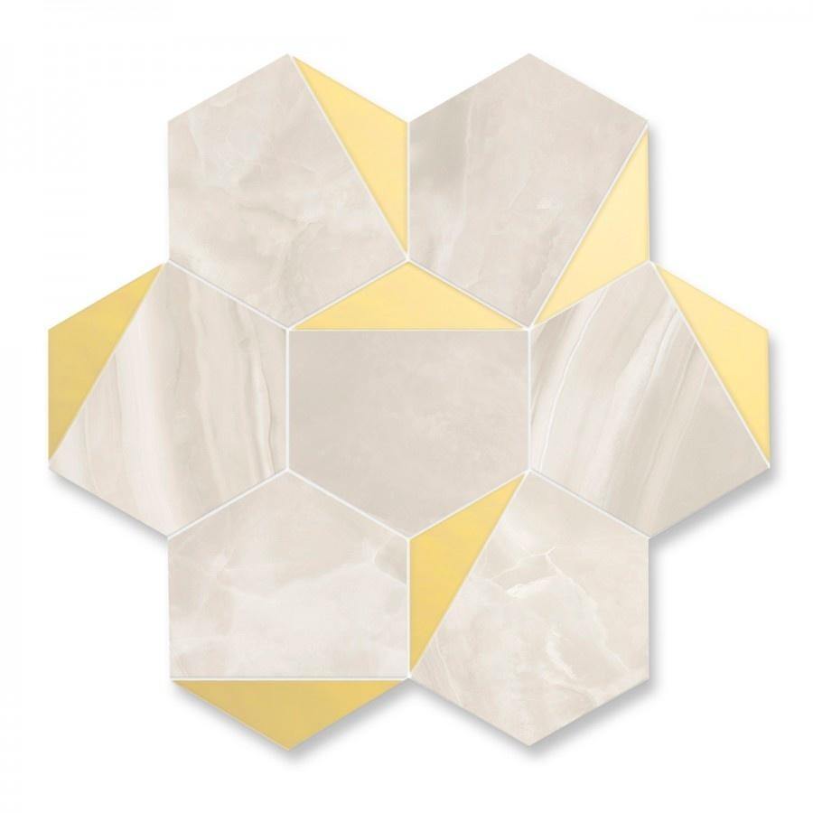 Hexagon Honeycomb Gold Mosaic Tile (28 x 30cm) Lt 0071