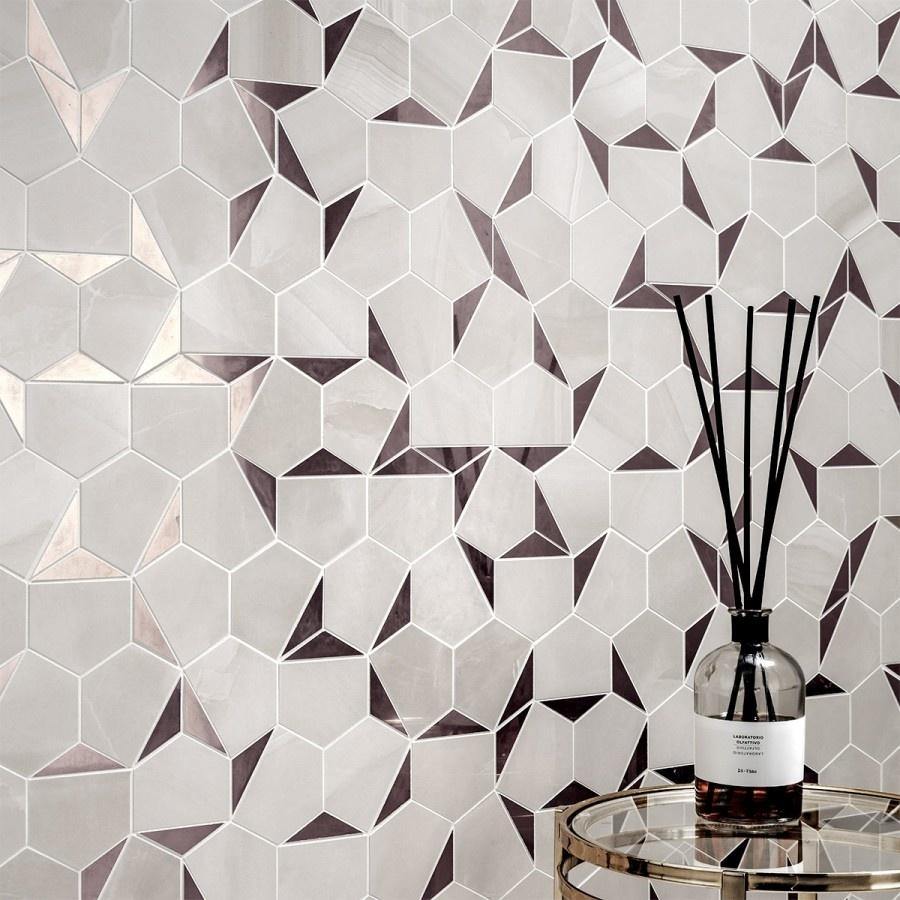 Hexagon Ice Silver Mosaic Tile (28 x 30cm) Lt 0072