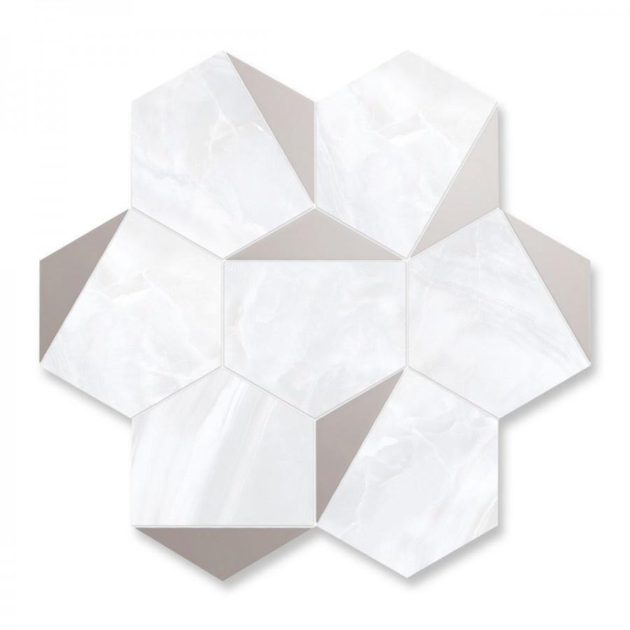 Hexagon Ice Silver Mosaic Tile (28 x 30cm) Lt 0072