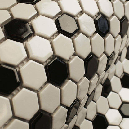 Shapes Hexagon Gloss Chequered Mosaic Tile (33.5 x 29.3cm) lt 02799