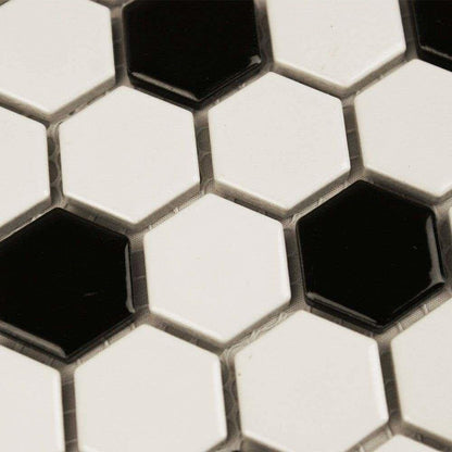 Shapes Hexagon Gloss Chequered Mosaic Tile (33.5 x 29.3cm) lt 02799