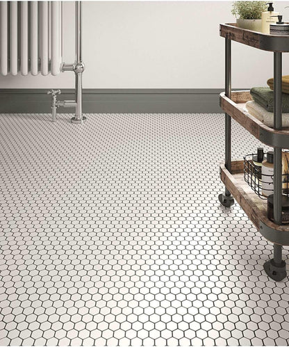Shapes Hexagon Matt White Mosaic Tile (30cm x 26cm) lt 0280