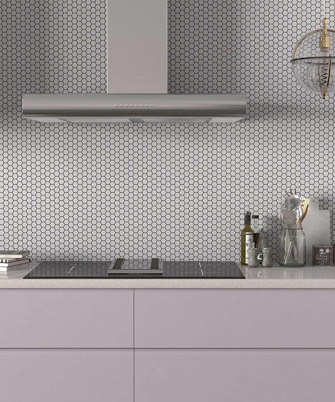 Shapes Hexagon Matt White Mosaic Tile (30cm x 26cm) lt 0280