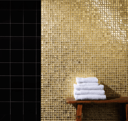 STONE GOLD GLASS MOSAIC TILE 30CM X 30CM wf midas
