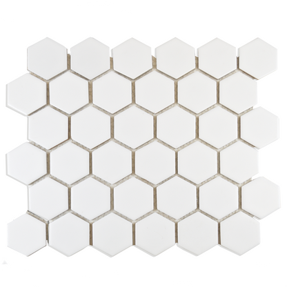 White Hexagon Porcelain Mosaic Polished Tile (32 x 28cm) LT40061
